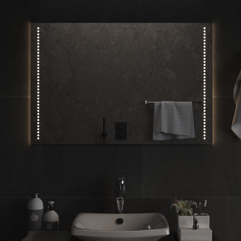 Badeværelsesspejl med LED-lys 60x90 cm