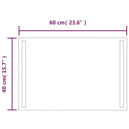 badeværelsesspejl med LED-lys 40x60 cm