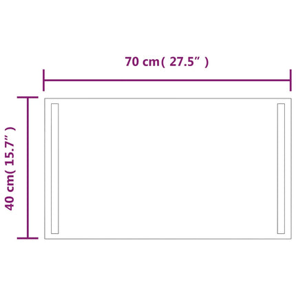 badeværelsesspejl med LED-lys 40x70 cm
