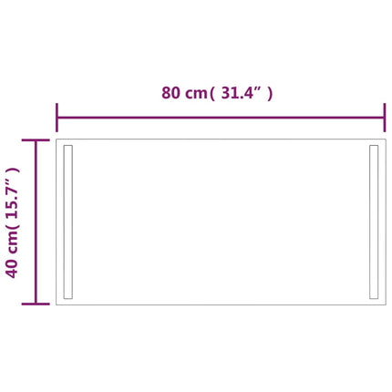 badeværelsesspejl med LED-lys 40x80 cm