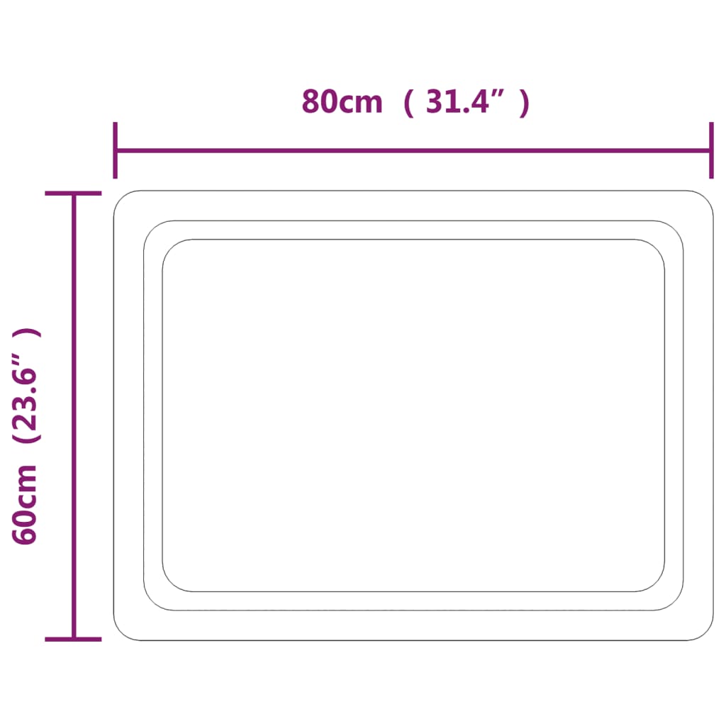 badeværelsesspejl med LED-lys 60x80 cm