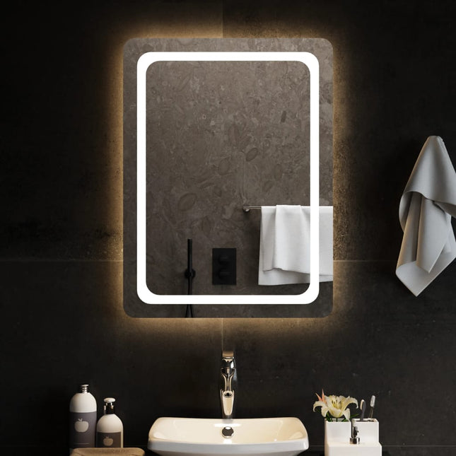 badeværelsesspejl med LED-lys 60x80 cm