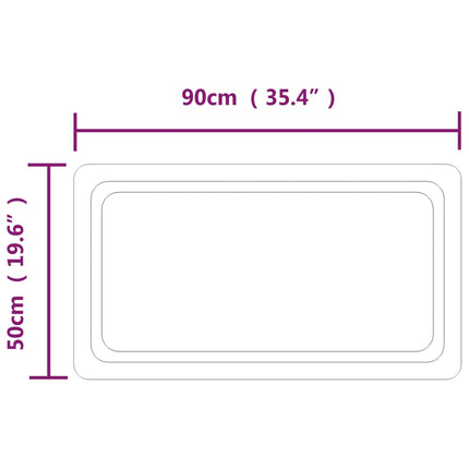 badeværelsesspejl med LED-lys 50x90 cm