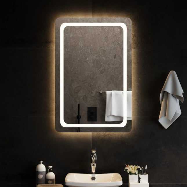 badeværelsesspejl med LED-lys 60x90 cm