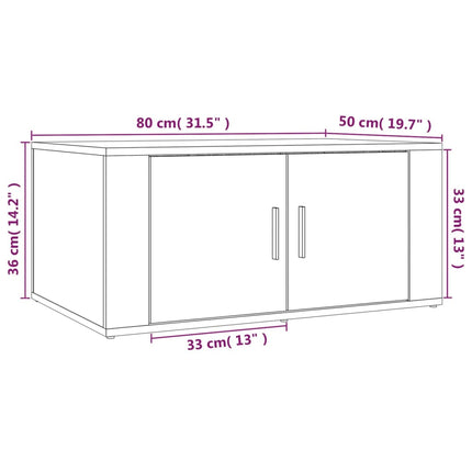 sofabord 80x50x36 cm konstrueret træ hvid højglans