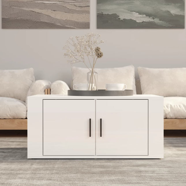 sofabord 80x50x36 cm konstrueret træ hvid højglans