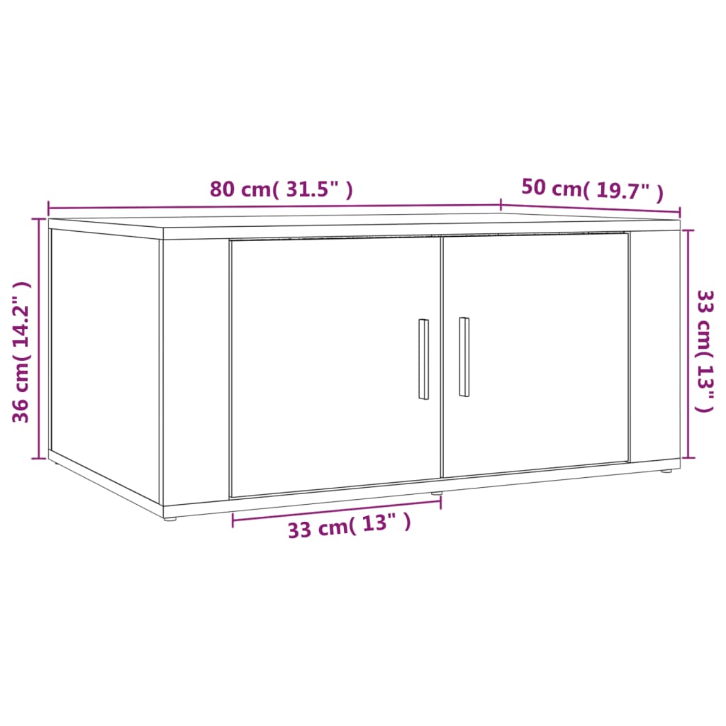 sofabord 80x50x36 cm konstrueret træ betongrå