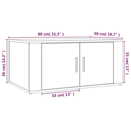 sofabord 80x50x36 cm konstrueret træ brun egetræsfarve