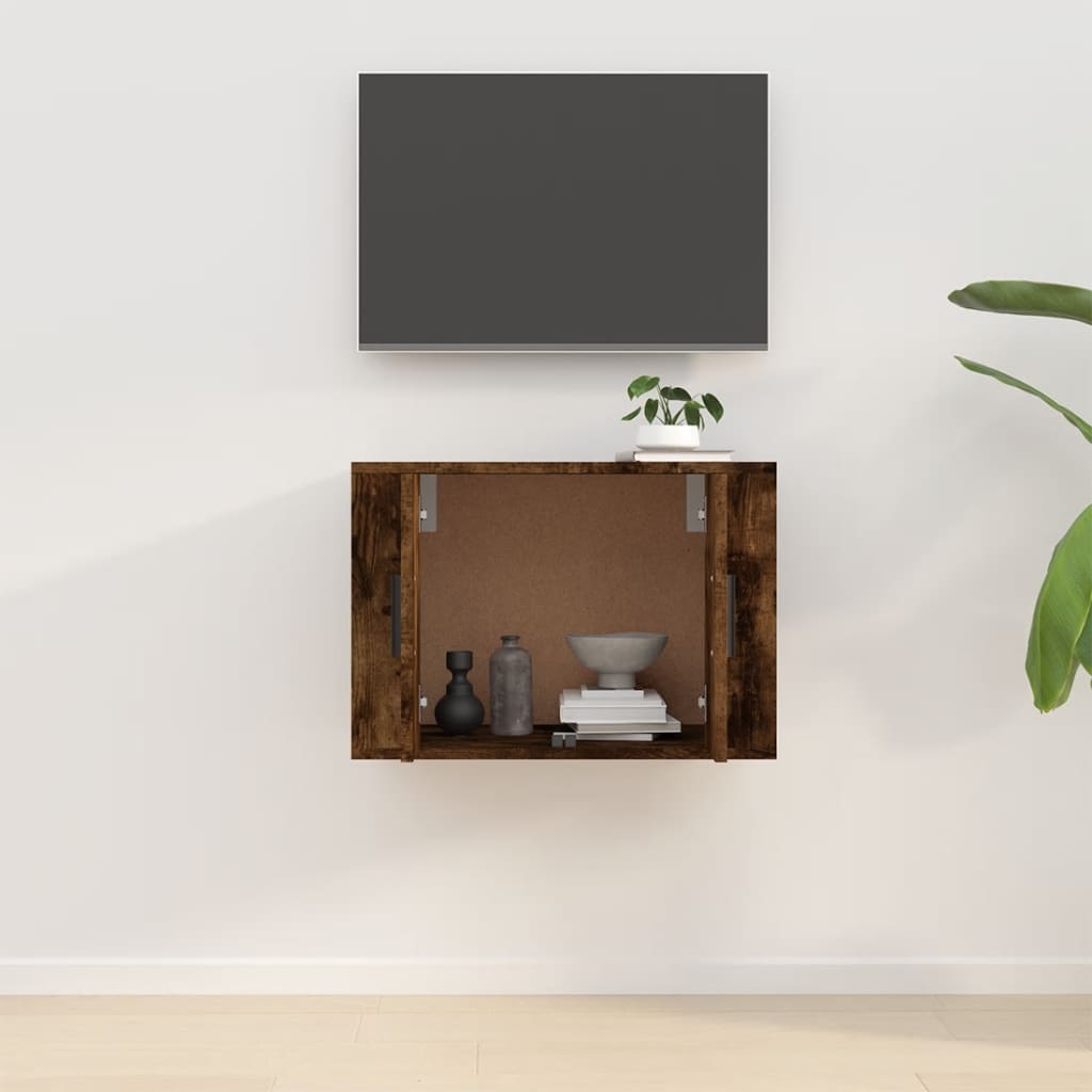 væghængt tv-skab 57x34,5x40 cm røget egetræsfarve