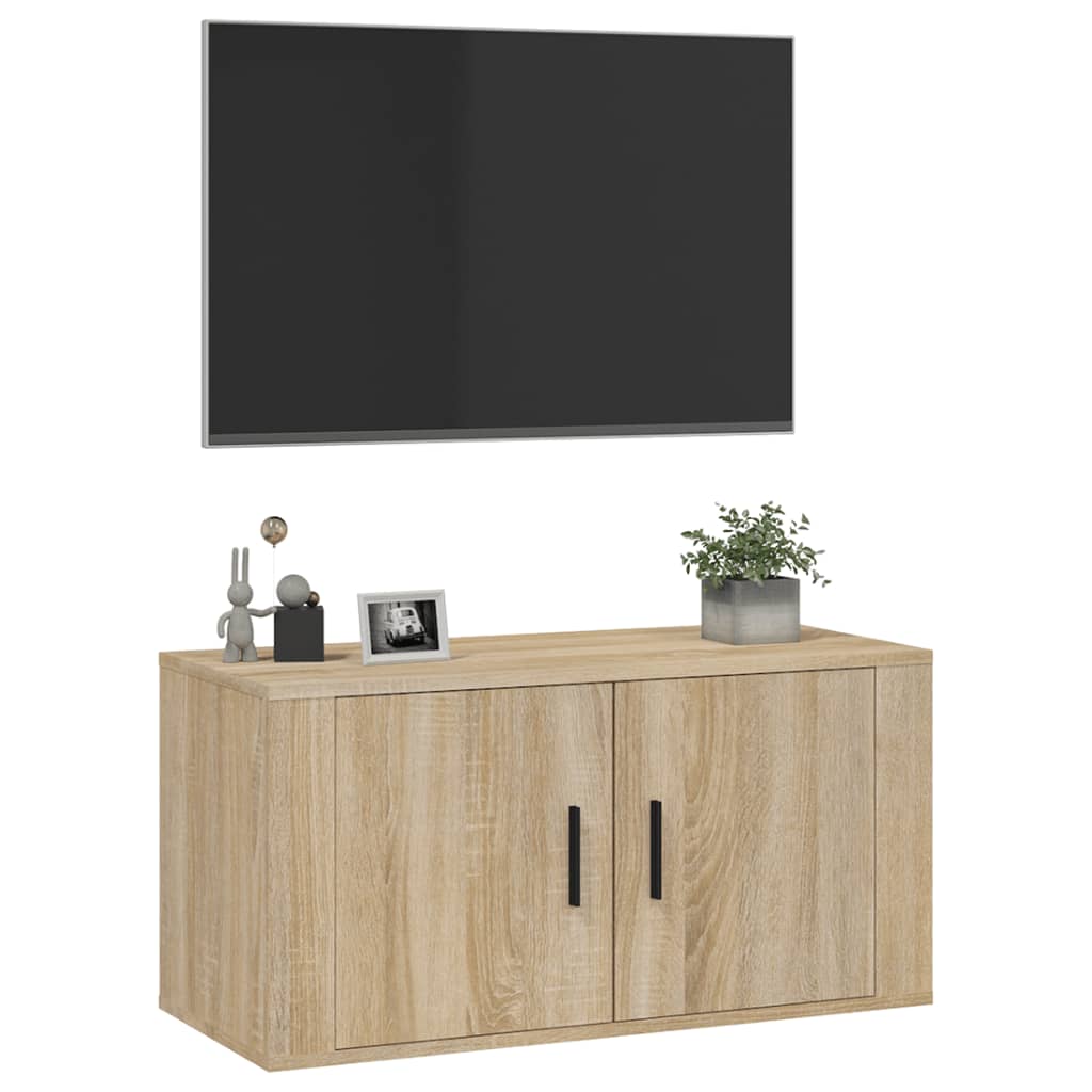 væghængt tv-skab 80x34,5x40 cm sonoma-eg