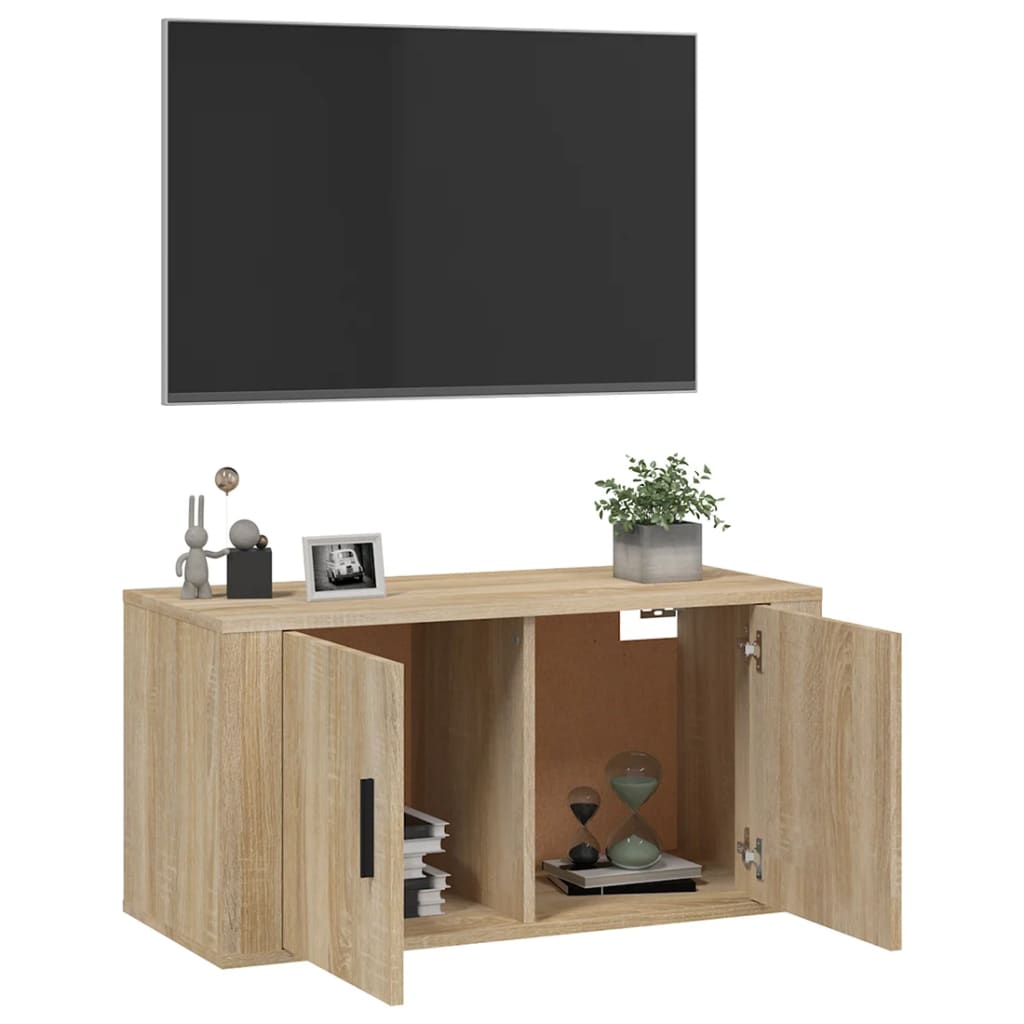 væghængt tv-skab 80x34,5x40 cm sonoma-eg