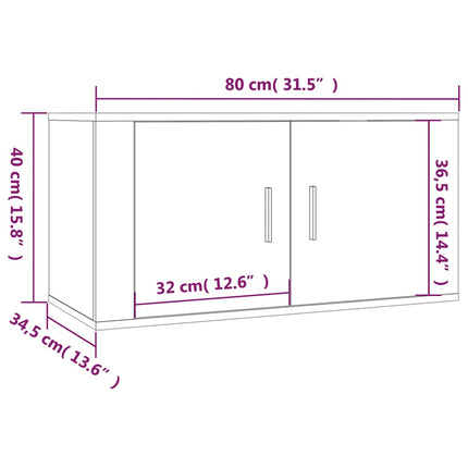 væghængt tv-skab 80x34,5x40 cm betongrå