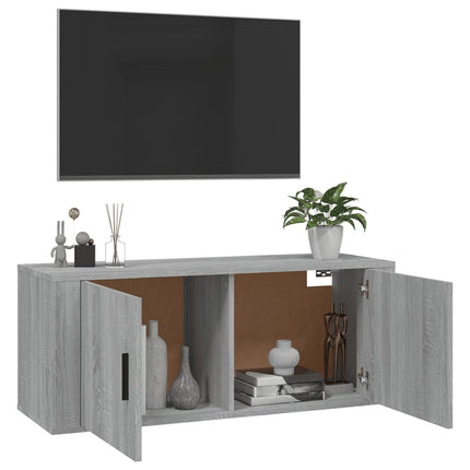 væghængt tv-skab 100x34,5x40 cm grå sonoma