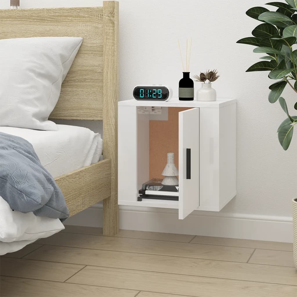 væghængt tv-skab 40x34,5x40 cm hvid højglans