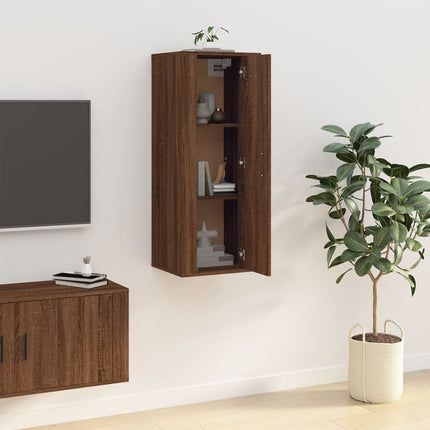 væghængt tv-skab 40x34,5x100 cm brun egetræ