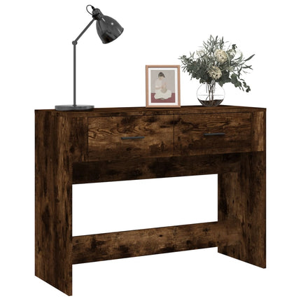 konsolbord 100x39x75 cm konstrueret træ røget egetræsfarve