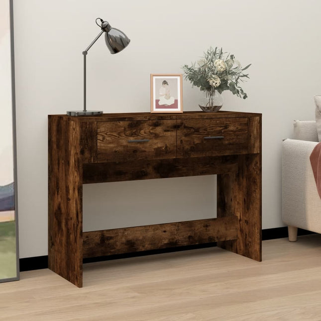 konsolbord 100x39x75 cm konstrueret træ røget egetræsfarve