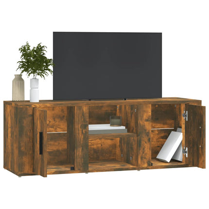 tv-bord 100x31,5x35 cm konstrueret træ røget egetræsfarve
