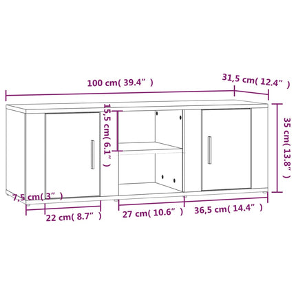 tv-bord 100x31,5x35 cm konstrueret træ røget egetræsfarve
