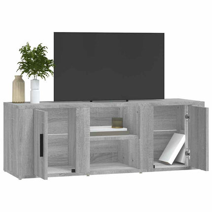 tv-bord 100x31,5x35 cm konstrueret træ grå sonoma-eg