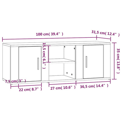 tv-bord 100x31,5x35 cm konstrueret træ grå sonoma-eg