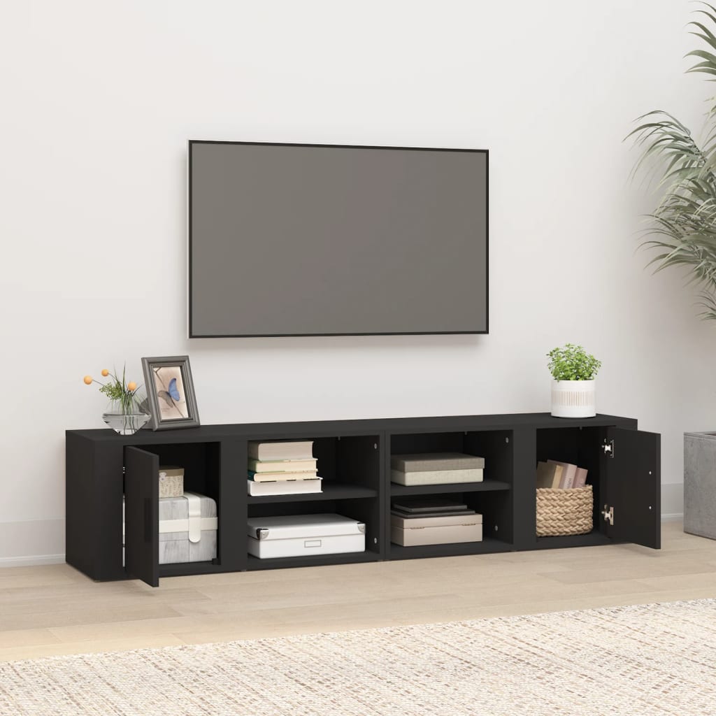 tv-borde 2 stk. 80x31,5x36 cm konstrueret træ sort