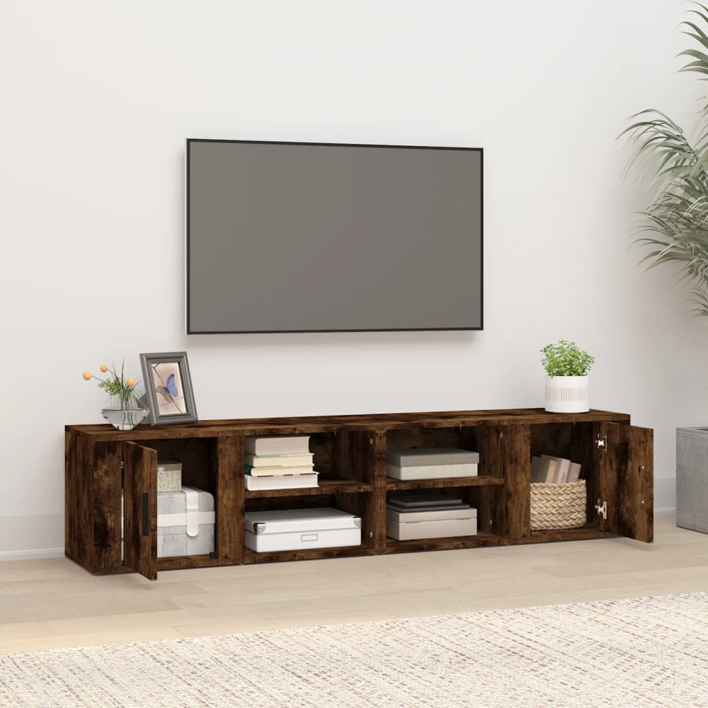 tv-skabe 2 stk. 80x31,5x36 cm konstrueret træ røget egetræ