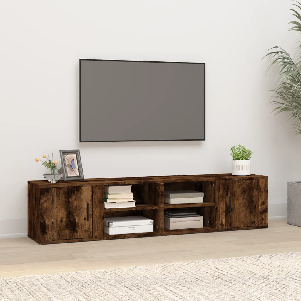 tv-skabe 2 stk. 80x31,5x36 cm konstrueret træ røget egetræ