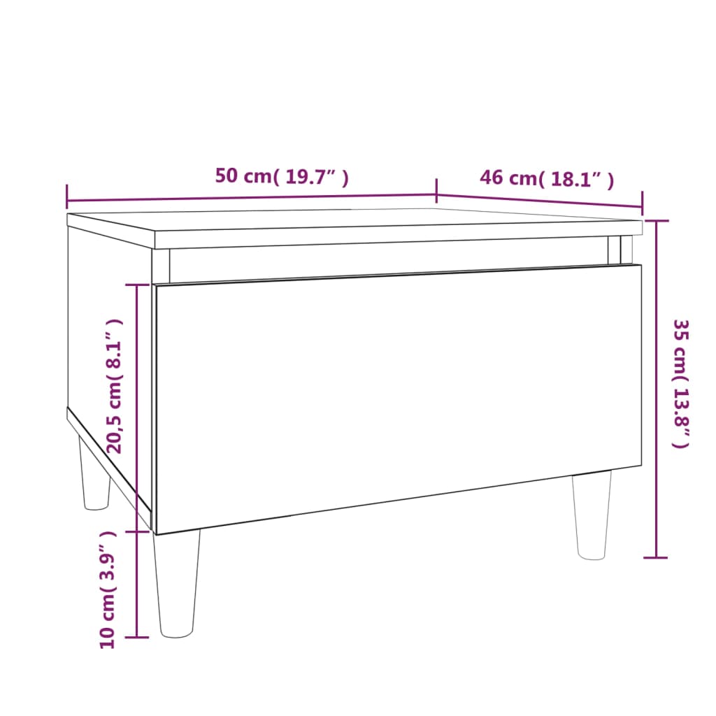sidebord 50x46x35 cm konstrueret træ hvid højglans