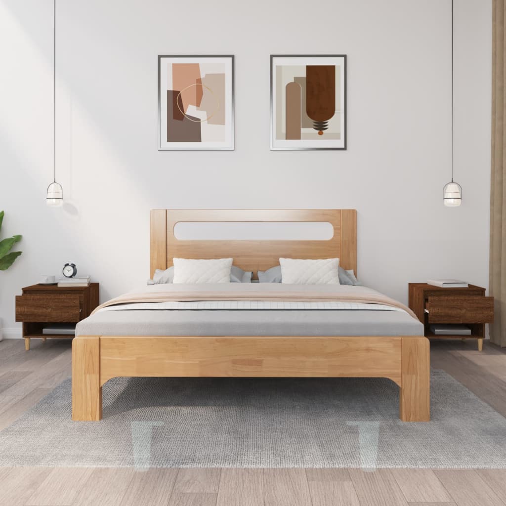 sengeborde 2 stk. 50x46x50 cm konstrueret træ brunt egetræ
