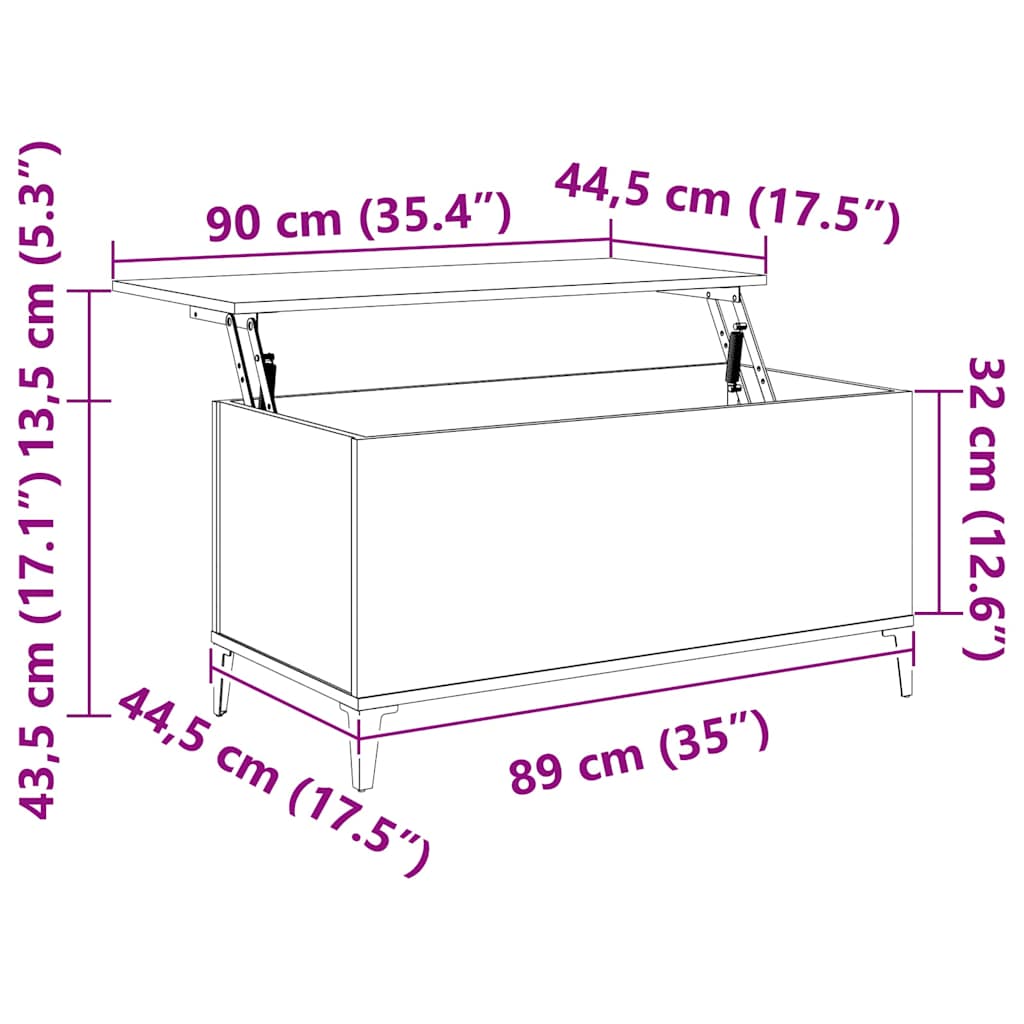 sofabord 90x44,5x45 cm konstrueret træ sort