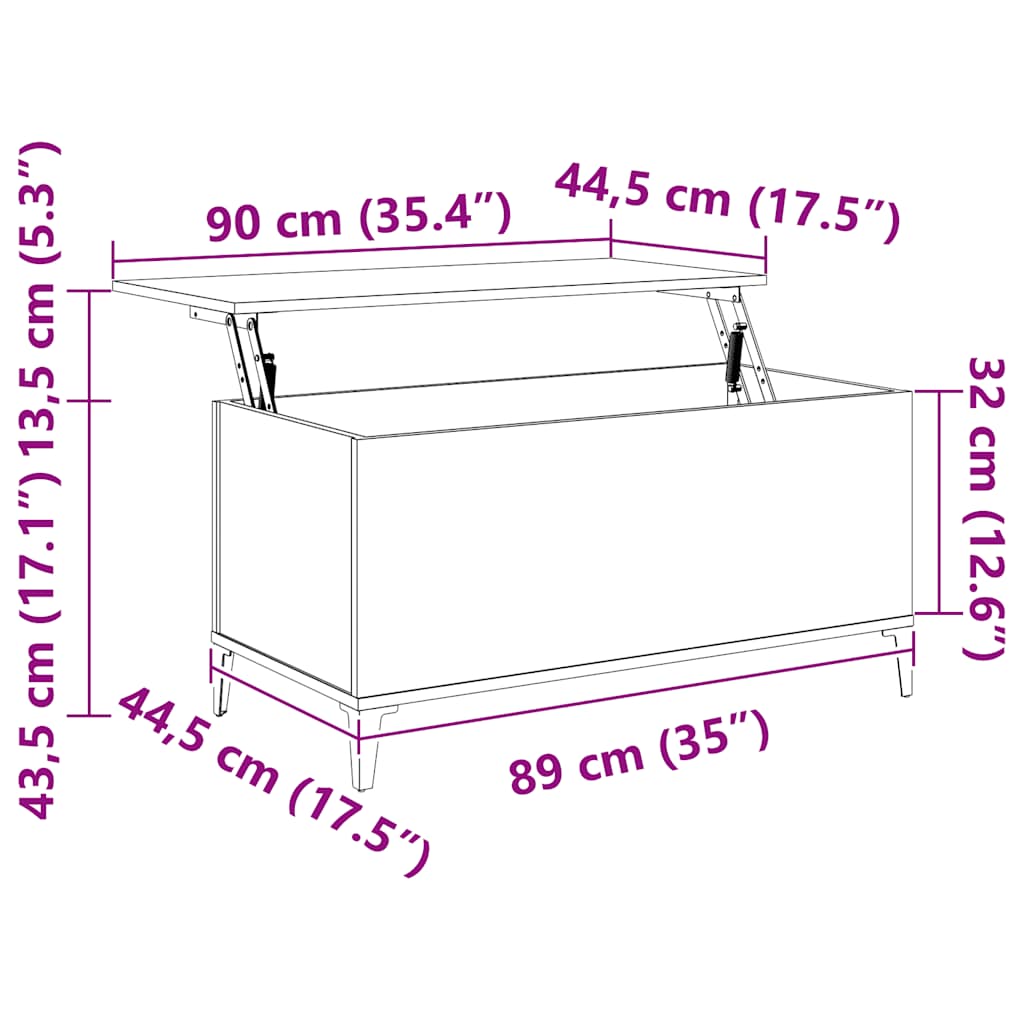 sofabord 90x44,5x45 cm konstrueret træ hvid højglans