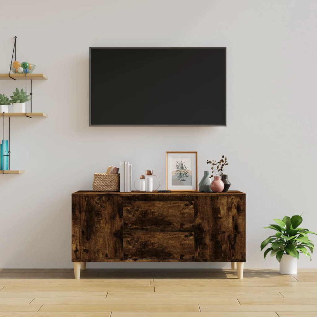 tv-bord 102x44,5x50 cm konstrueret træ røget egetræ