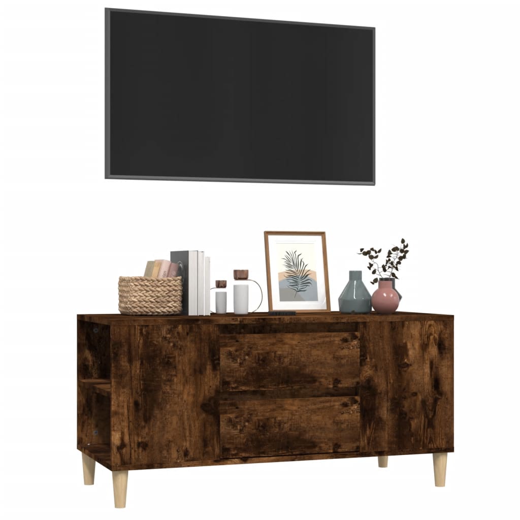tv-bord 102x44,5x50 cm konstrueret træ røget egetræ