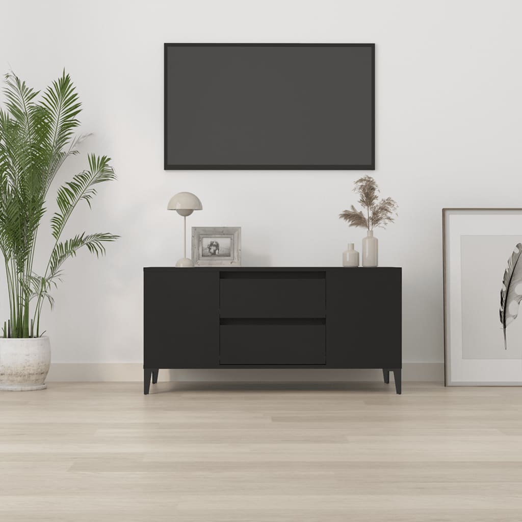 tv-bord 102x44,5x50 cm konstrueret træ sort