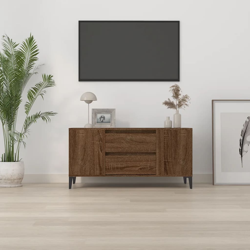 tv-bord 102x44,5x50 cm konstrueret træ brun egetræsfarve