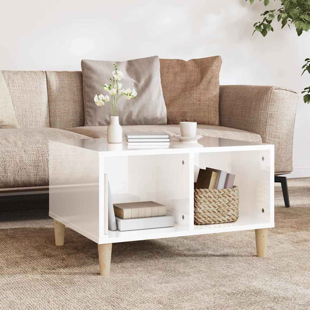 sofabord 60x50x36,5 cm konstrueret træ hvid højglans