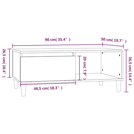 sofabord 90x50x36,5 cm konstrueret træ sort