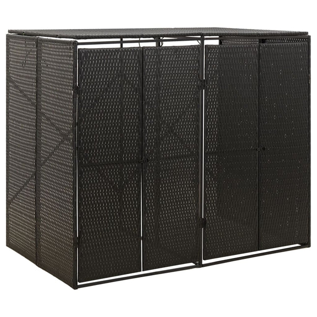 dobbelt skraldespandsskjuler 140x80x117 cm polyrattan sort