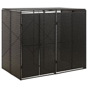dobbelt skraldespandsskjuler 140x80x117 cm polyrattan sort