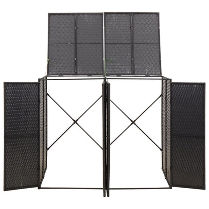 dobbelt skraldespandsskjuler 140x80x117 cm polyrattan sort