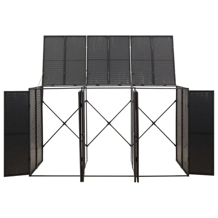 tredobbelt skraldespandsskjuler 207x80x117 cm polyrattan sort