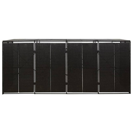 firdobbelt skraldespandsskjuler 274x80x117 cm polyrattan sort
