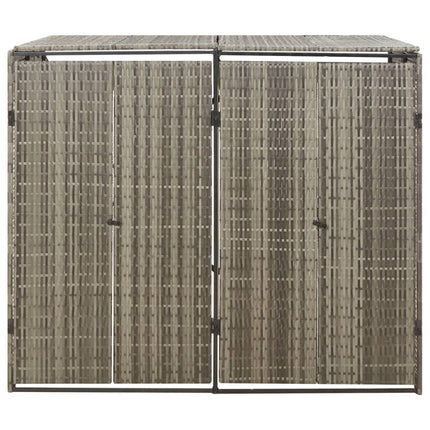 dobbelt skraldespandsskjuler 140x80x117 cm polyrattan grå