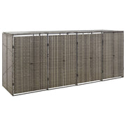 firdobbelt skraldespandsskjuler 274x80x117 cm polyrattan grå