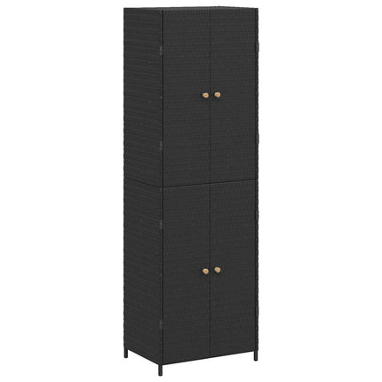 opbevaringsskab til haven 59x40x180 cm polyrattan sort