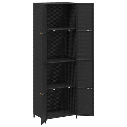 opbevaringsskab til haven 59x40x180 cm polyrattan sort