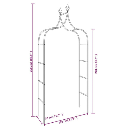 havebuer 2 stk. 120x38x260 cm stål sort