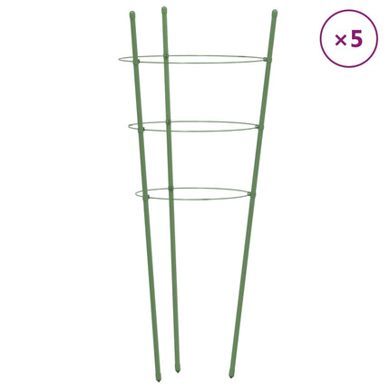 plantestativ med 3 ringe 5 stk. 60 cm stål grøn