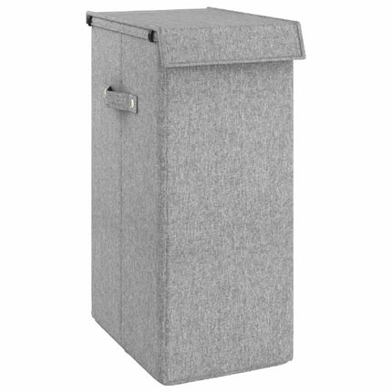 foldbar vasketøjskurv 26x34,5x59,5 cm kunstigt linned grå